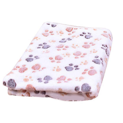 Large Size Pet Mat Paw Print Cat Dog Puppy Fleece Soft Pet Blanket Bed Cushion - Brown V528-CORALVELVET-COFFEE-L-633254