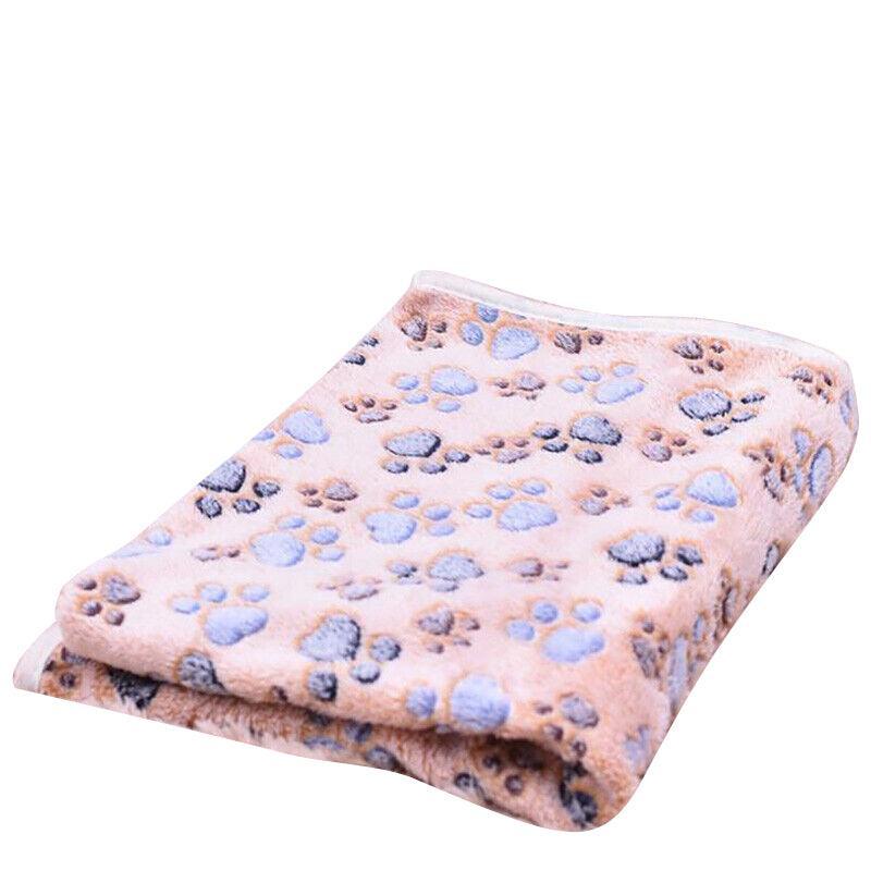 Large Size Pet Mat Paw Print Cat Dog Puppy Fleece Soft Pet Blanket Bed Cushion - Brown V528-CORALVELVET-COFFEE-L-633254