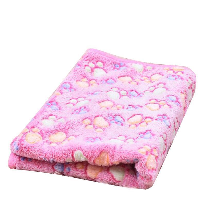 Large Size Pet Mat Paw Print Cat Dog Puppy Fleece Soft Pet Blanket Bed Cushion - Brown V528-CORALVELVET-COFFEE-L-633254