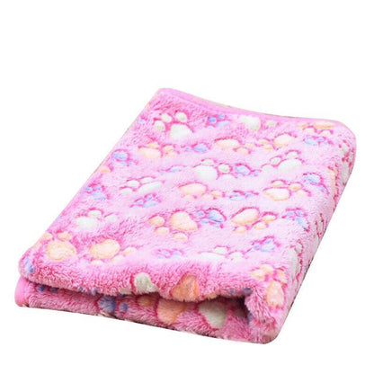 Large Size Pet Mat Paw Print Cat Dog Puppy Fleece Soft Pet Blanket Bed Cushion - Pink V528-CORALVELVET-PINK-L-929463