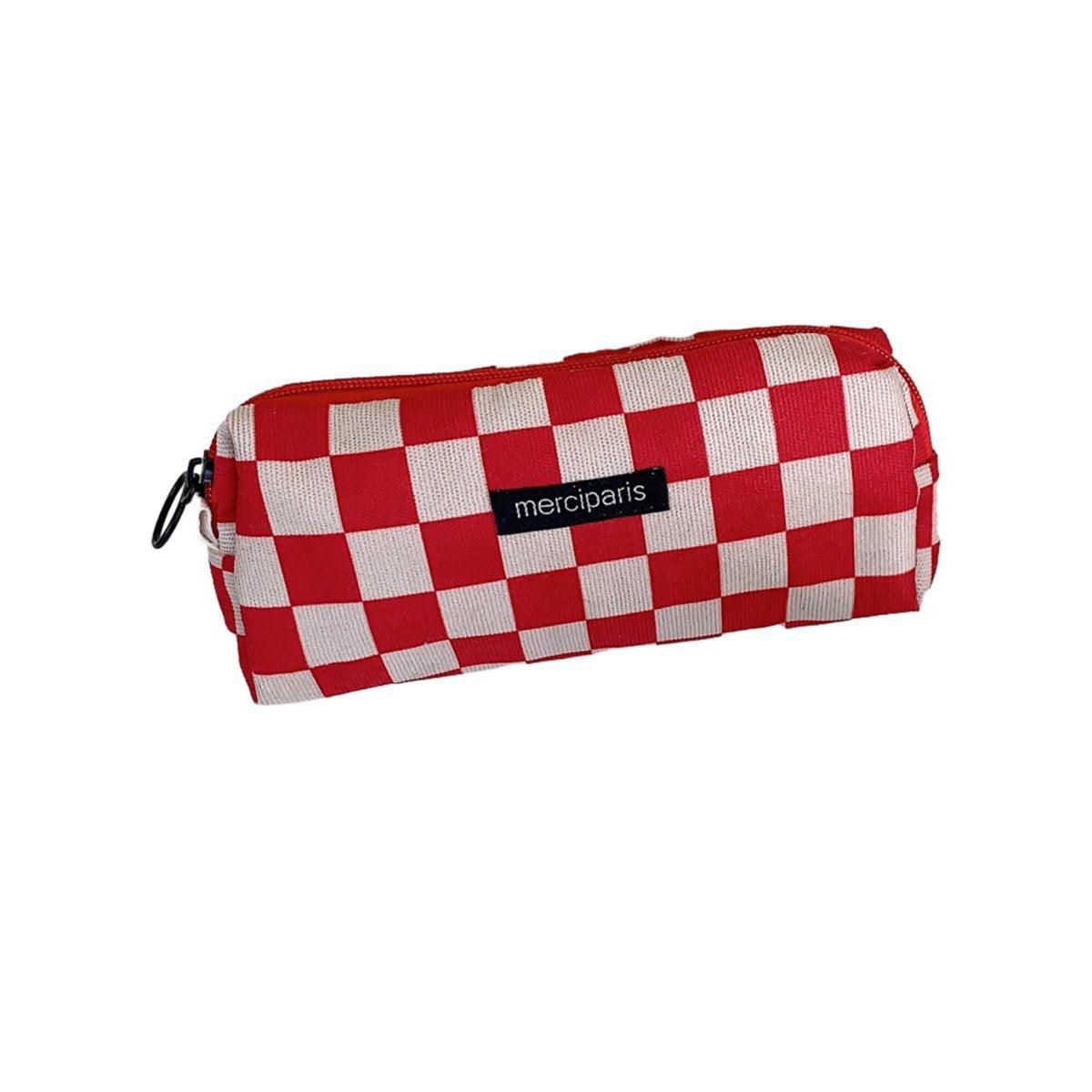 Large Capacity Pencil Case Organiser Bag Stationery Holder School Travel Pouch - Green Beige Plaid V528-CORDUROY-PENCIL-CASE-LMG-101400