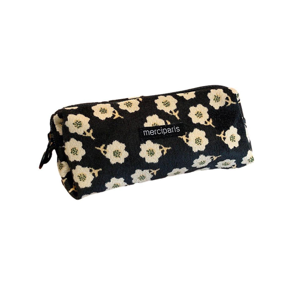 Large Capacity Pencil Case Organiser Bag Stationery Holder School Travel Pouch - Green Beige Plaid V528-CORDUROY-PENCIL-CASE-LMG-101400