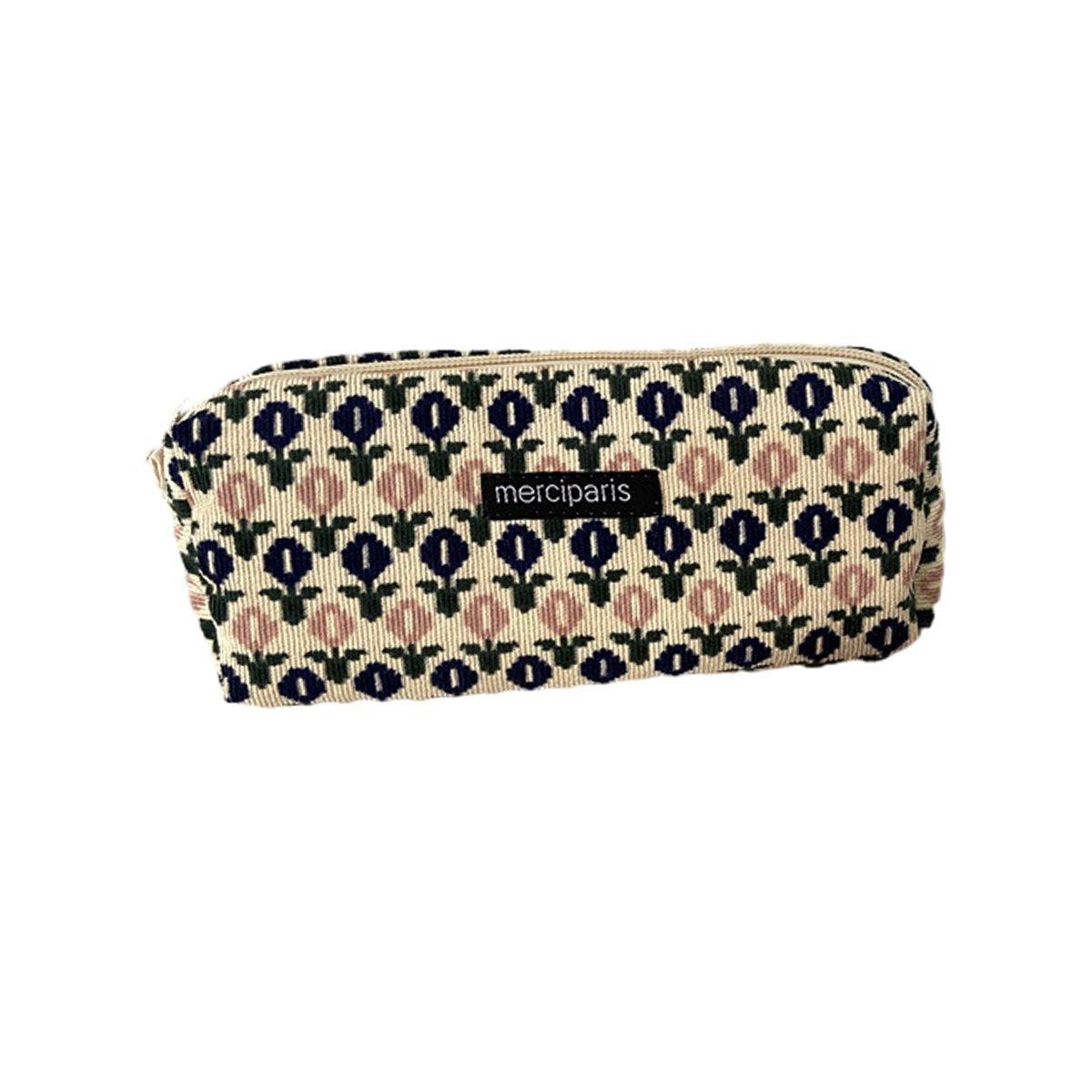 Large Capacity Pencil Case Organiser Bag Stationery Holder School Travel Pouch - Green Beige Plaid V528-CORDUROY-PENCIL-CASE-LMG-101400