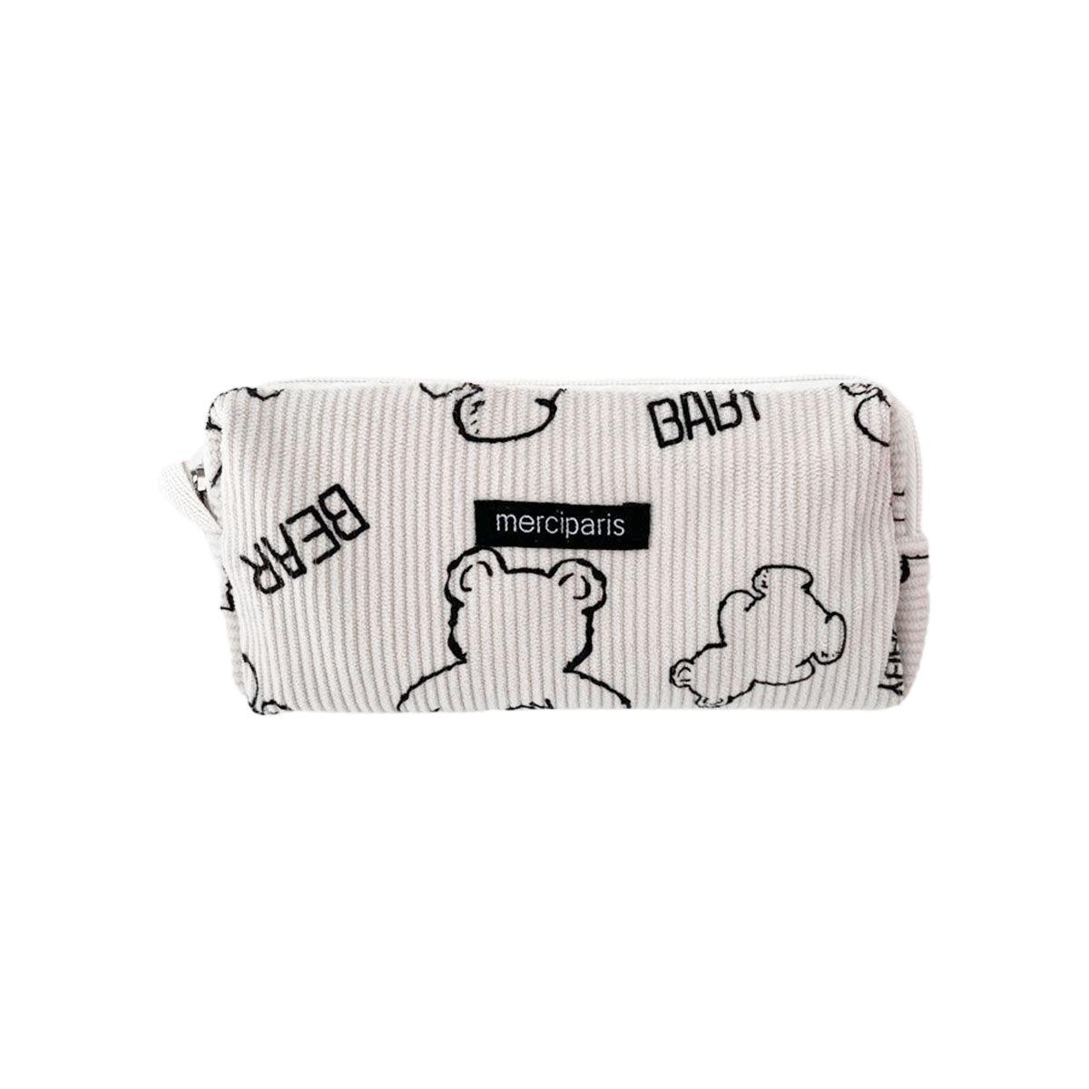 Large Capacity Pencil Case Organiser Bag Stationery Holder School Travel Pouch - Green Beige Plaid V528-CORDUROY-PENCIL-CASE-LMG-101400