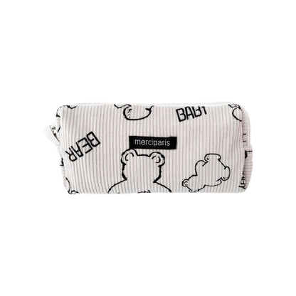 Large Capacity Pencil Case Organiser Bag Stationery Holder School Travel Pouch - Green Beige Plaid V528-CORDUROY-PENCIL-CASE-LMG-101400