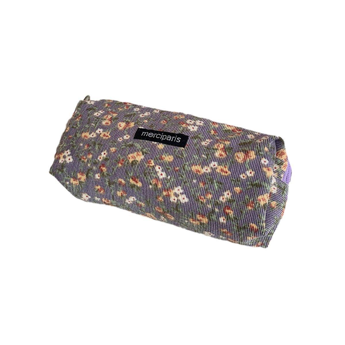Large Capacity Pencil Case Organiser Bag Stationery Holder School Travel Pouch - Green Beige Plaid V528-CORDUROY-PENCIL-CASE-LMG-101400