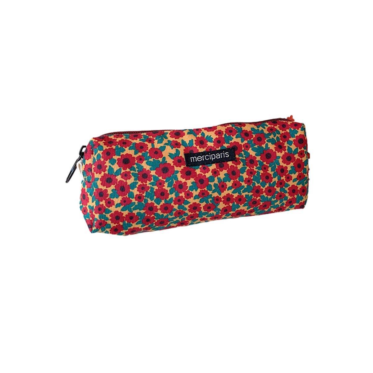 Large Capacity Pencil Case Organiser Bag Stationery Holder School Travel Pouch - Green Beige Plaid V528-CORDUROY-PENCIL-CASE-LMG-101400