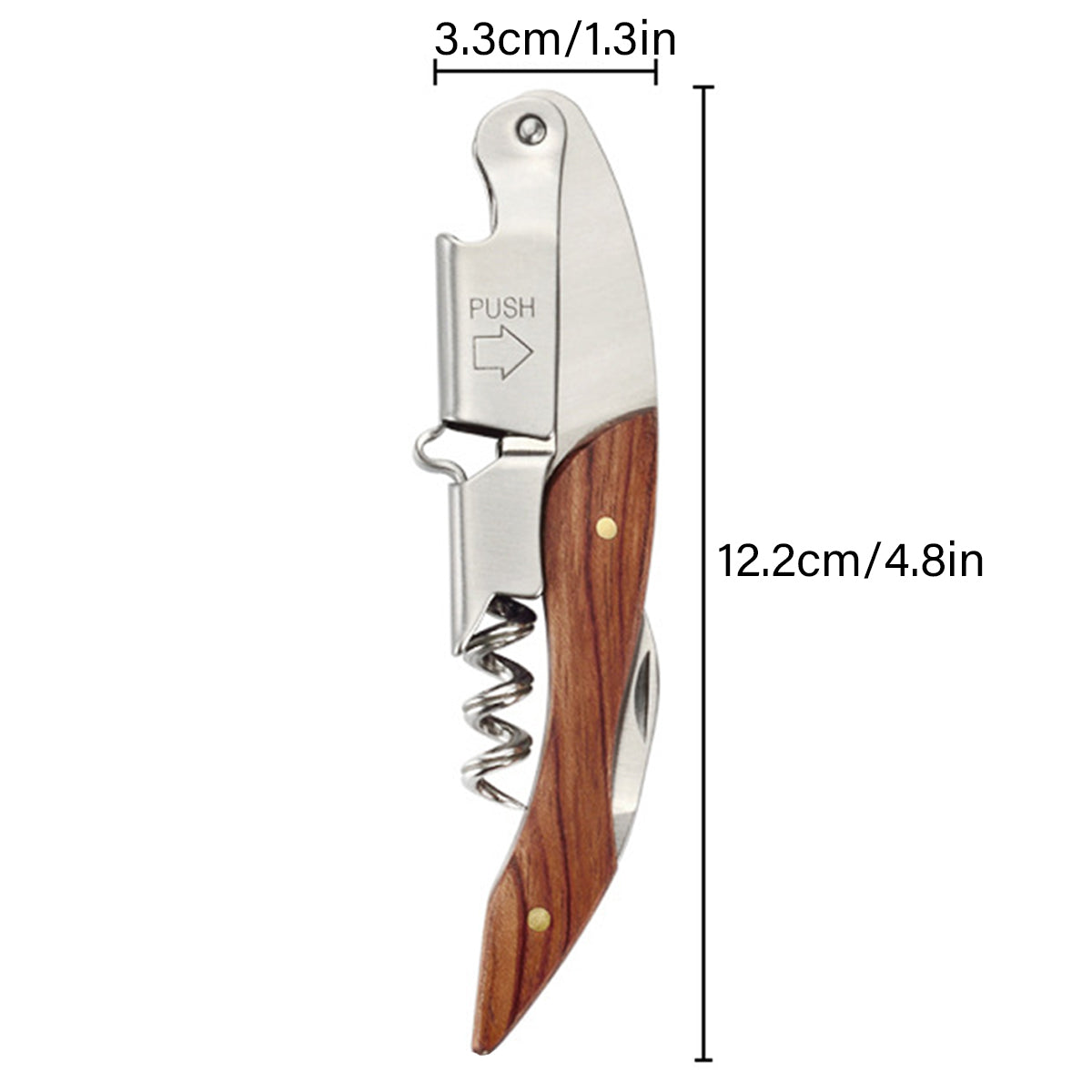 Multi Functional Wine Opener 4 In 1 Bottle Corkscrew Opener Wine Bar Tool Kit V528-CORKSCREW-WOODEN-HANDLE-944482