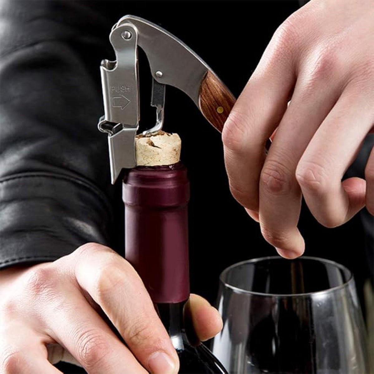 Multi Functional Wine Opener 4 In 1 Bottle Corkscrew Opener Wine Bar Tool Kit V528-CORKSCREW-WOODEN-HANDLE-944482