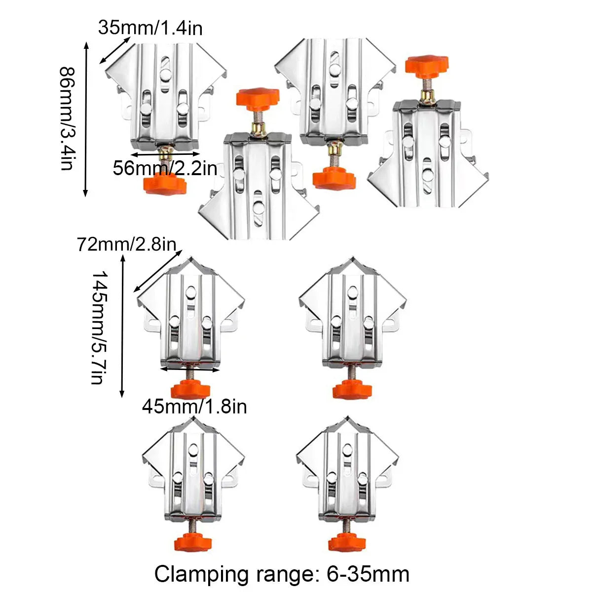 Angle Clamp Set 4pcs 90-Degree Adjustable L Shape Corner Woodworking Position - Closed style V528-CORNER-CLAMP-BKA4-786931