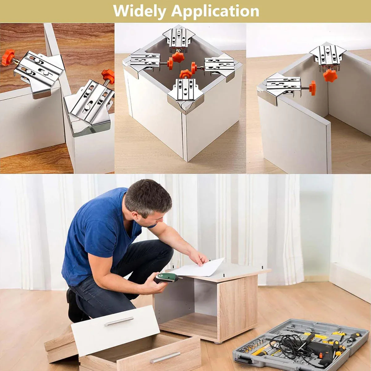 Angle Clamp Set 4pcs 90-Degree Adjustable L Shape Corner Woodworking Position - Closed style V528-CORNER-CLAMP-BKA4-786931