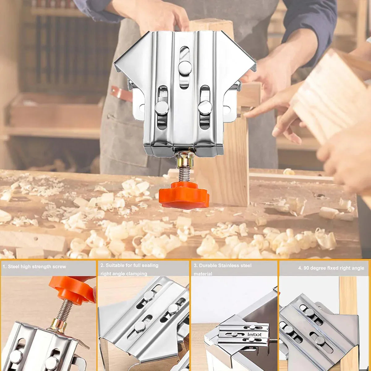 Angle Clamp Set 4pcs 90-Degree Adjustable L Shape Corner Woodworking Position - Closed style V528-CORNER-CLAMP-BKA4-786931
