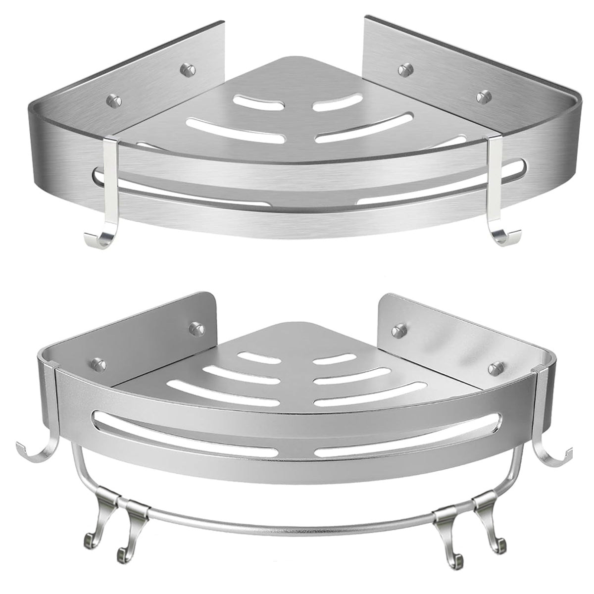 Wall Mounted Bathroom Shelf Triangle Corner Shower Storage Rack for Toiletries - Single layer V528-CORNER-RACK-SILVER-905965
