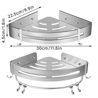 Wall Mounted Bathroom Shelf Triangle Corner Shower Storage Rack for Toiletries - Single layer V528-CORNER-RACK-SILVER-905965
