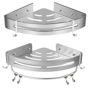 Wall Mounted Bathroom Shelf Triangle Corner Shower Storage Rack for Toiletries - Single layer with rod V528-CORNER-RACK-SILVER-ROD-251552