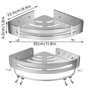 Wall Mounted Bathroom Shelf Triangle Corner Shower Storage Rack for Toiletries - Single layer with rod V528-CORNER-RACK-SILVER-ROD-251552