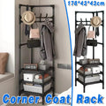 Floor Standing Corner Coat Rack Multifunctional Clothes Hanger Storage Organizer V528-CORNER-SHELF-3-BLACK-807751