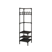 Floor Standing Corner Coat Rack Multifunctional Clothes Hanger Storage Organizer V528-CORNER-SHELF-3-BLACK-807751