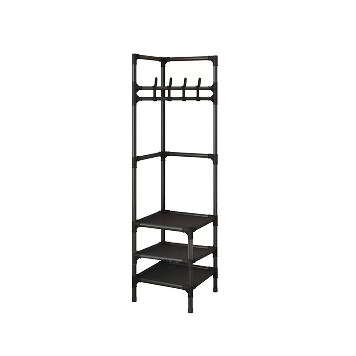 Floor Standing Corner Coat Rack Multifunctional Clothes Hanger Storage Organizer V528-CORNER-SHELF-3-BLACK-807751