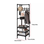 Floor Standing Corner Coat Rack Multifunctional Clothes Hanger Storage Organizer V528-CORNER-SHELF-3-BLACK-807751