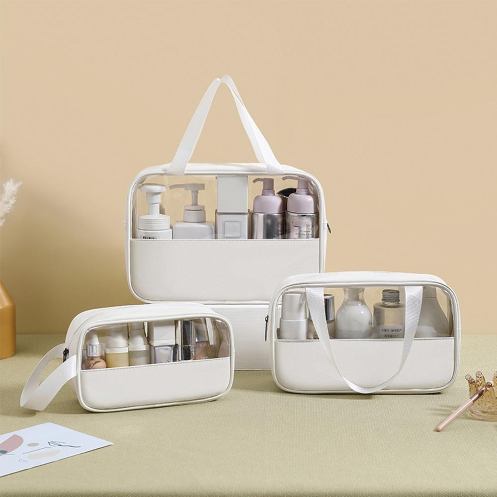 3pcs Large Capacity Waterproof Makeup Bag Set Translucent PU Travel Storage Bag - Cosmetic-Bag-3pcs-Black V528-COSMETIC-BAG-3PCS-BLACK-882548