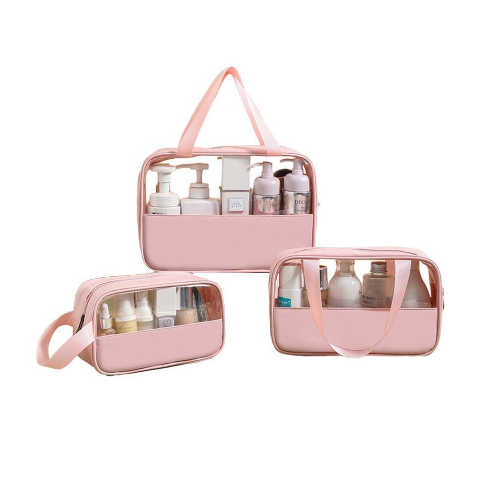 3pcs Large Capacity Waterproof Makeup Bag Set Translucent PU Travel Storage Bag - Cosmetic-Bag-3pcs-Black V528-COSMETIC-BAG-3PCS-BLACK-882548