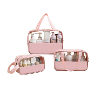 3pcs Large Capacity Waterproof Makeup Bag Set Translucent PU Travel Storage Bag - Cosmetic-Bag-3pcs-Black V528-COSMETIC-BAG-3PCS-BLACK-882548