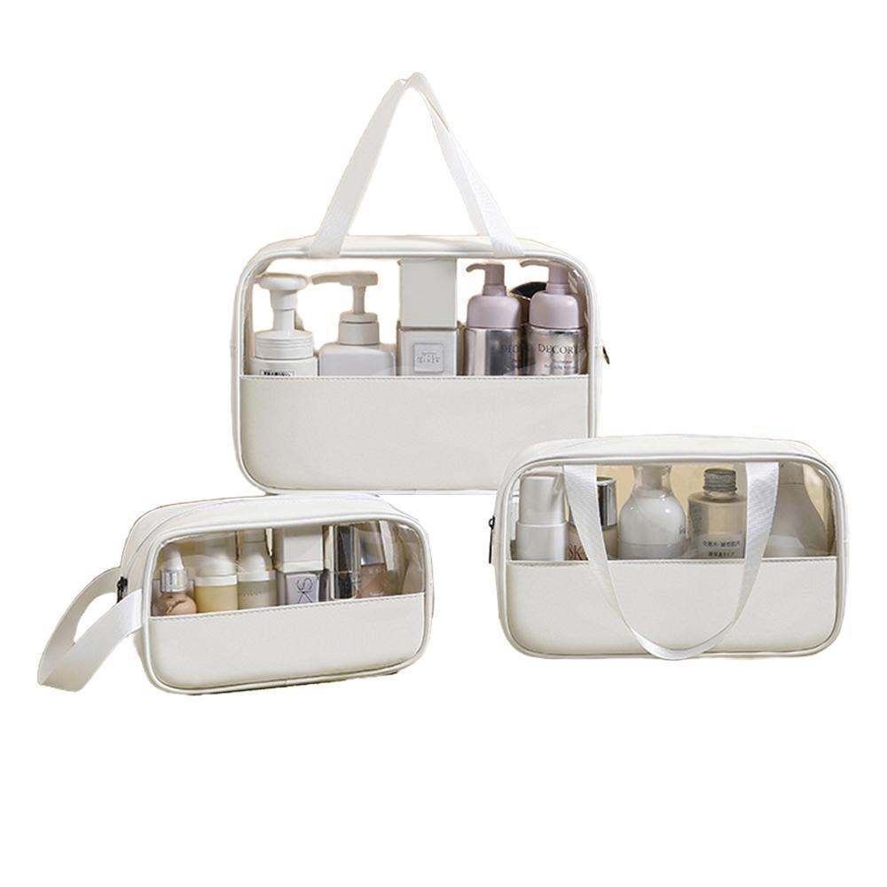 3pcs Large Capacity Waterproof Makeup Bag Set Translucent PU Travel Storage Bag - Cosmetic-Bag-3pcs-Black V528-COSMETIC-BAG-3PCS-BLACK-882548