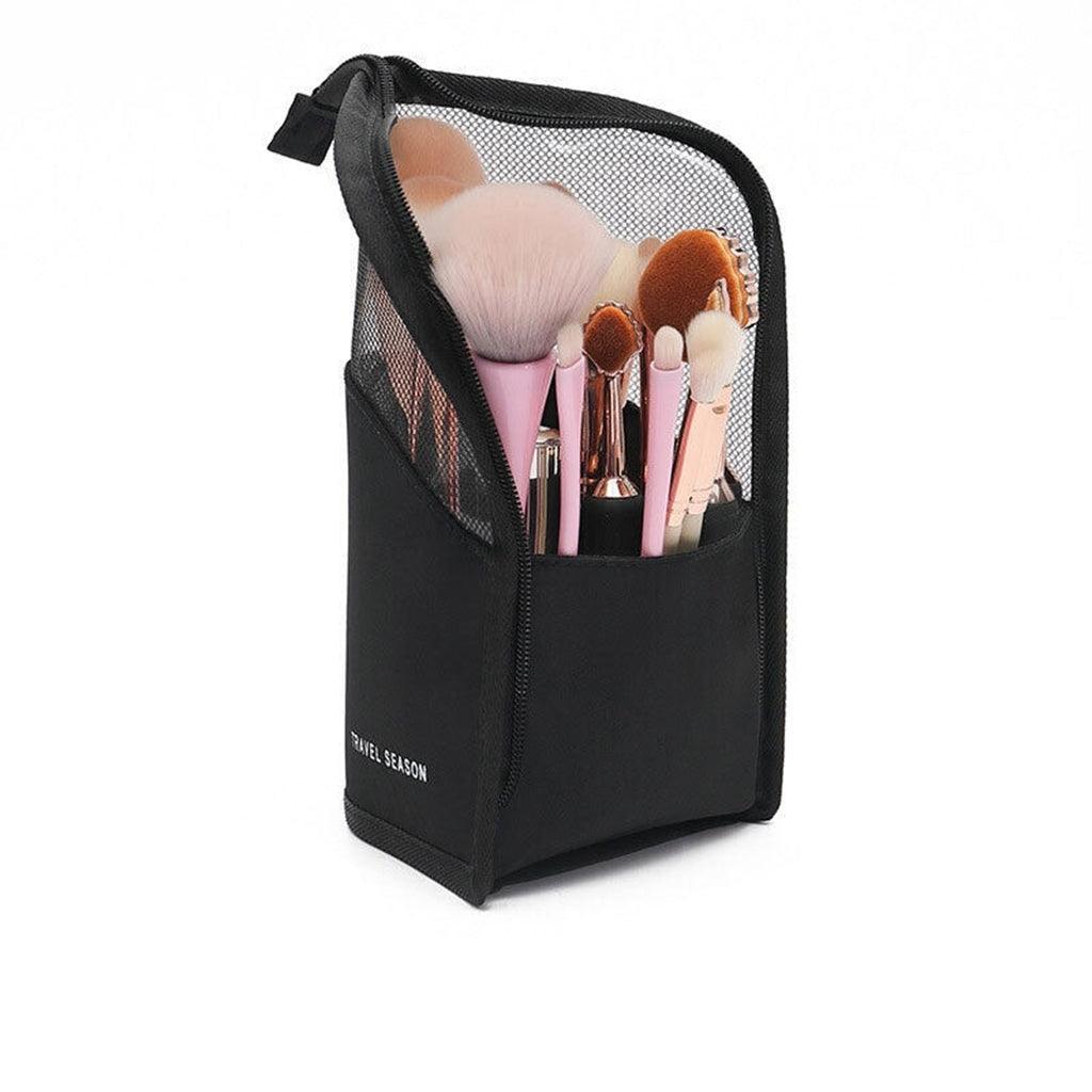 Stand Cosmetic Bag Travel Zipper Makeup Brush Holder Organizer Pouch Case Cover - Black V528-COSMETICBAG-BLACK-874763