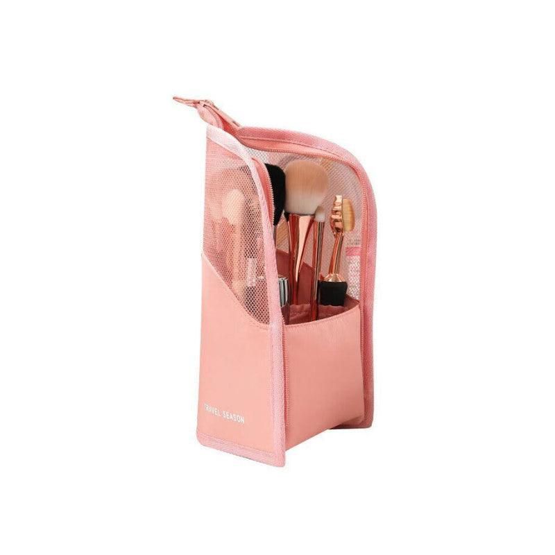 Stand Cosmetic Bag Travel Zipper Makeup Brush Holder Organizer Pouch Case Cover - Pink V528-COSMETICBAG-PINK-780877