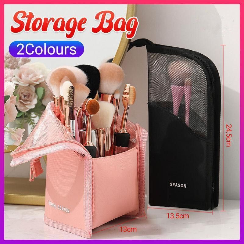 Stand Cosmetic Bag Travel Zipper Makeup Brush Holder Organizer Pouch Case Cover - Pink V528-COSMETICBAG-PINK-780877