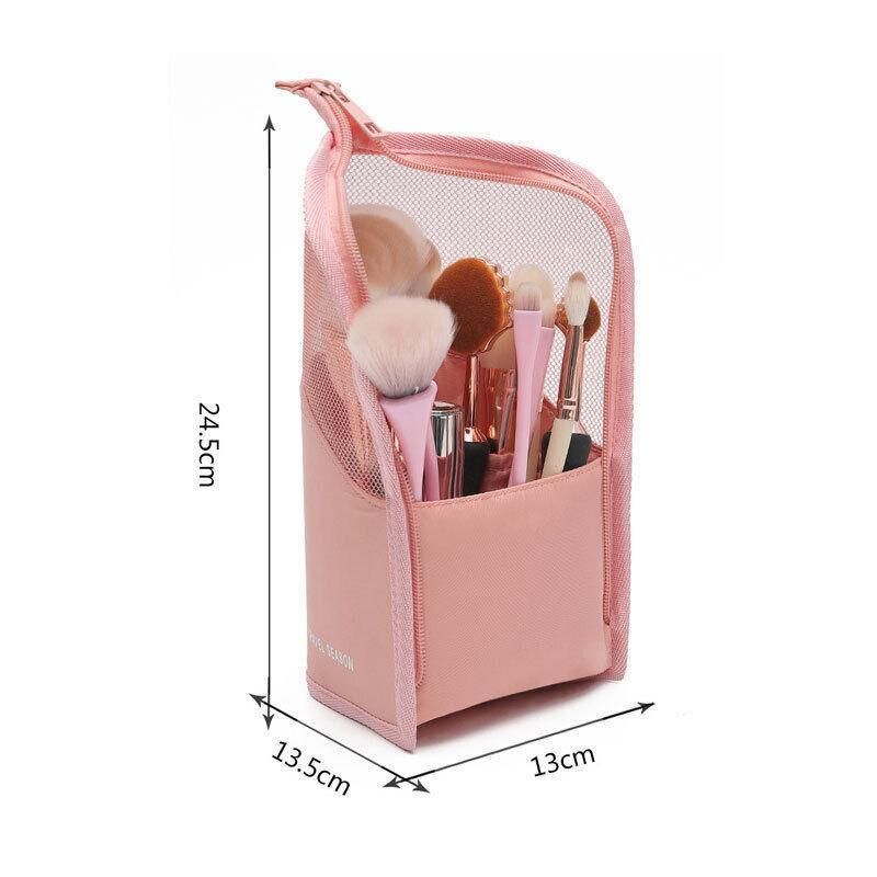 Stand Cosmetic Bag Travel Zipper Makeup Brush Holder Organizer Pouch Case Cover - Pink V528-COSMETICBAG-PINK-780877