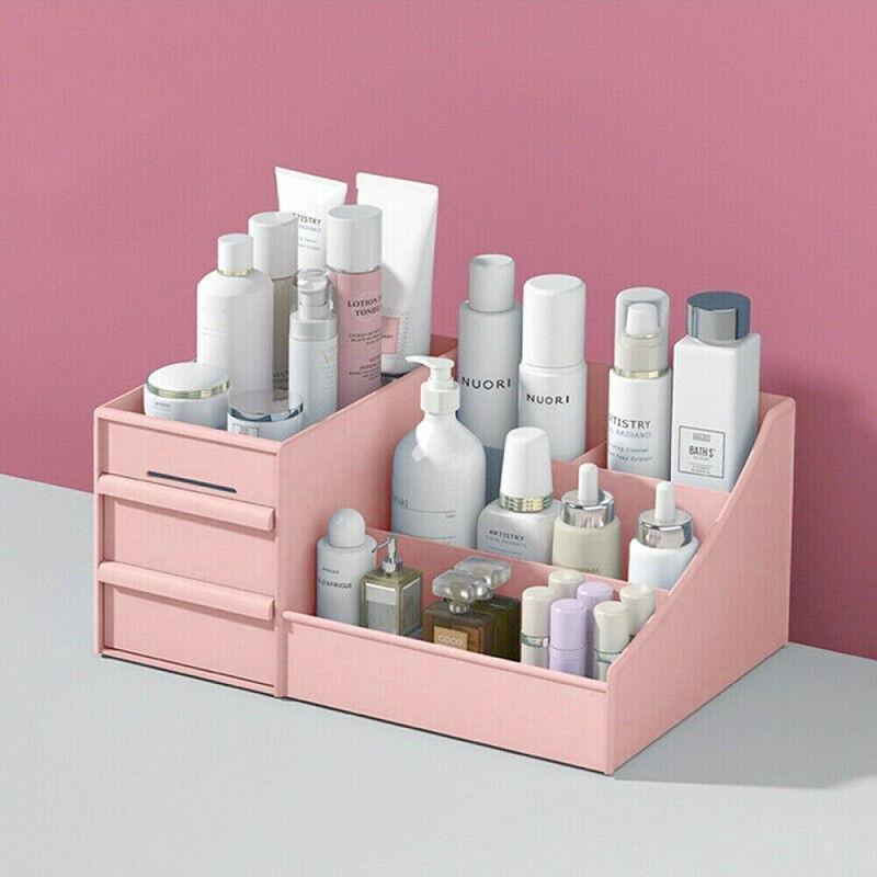 Cosmetic Makeup Organizer With Drawers Bathroom Skincare Storage Box Holder Case - Pink V528-COSMETICCASE-PINK-15423