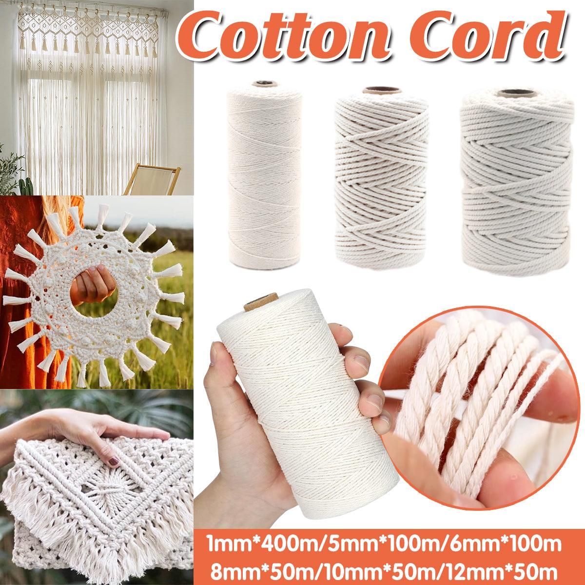 Cotton Rope Macrame Cord 1-12mm DIY Craft Tapestry Binding Decorative String - 6mm x 100m V528-COTTON-ROPE-6-100-661954
