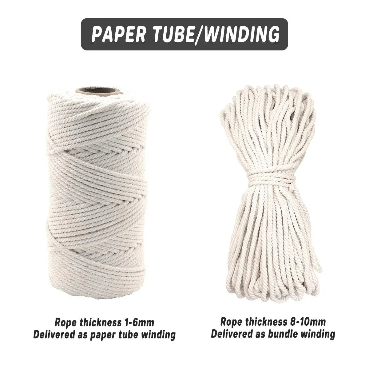 Cotton Rope Macrame Cord 1-12mm DIY Craft Tapestry Binding Decorative String - 6mm x 100m V528-COTTON-ROPE-6-100-661954