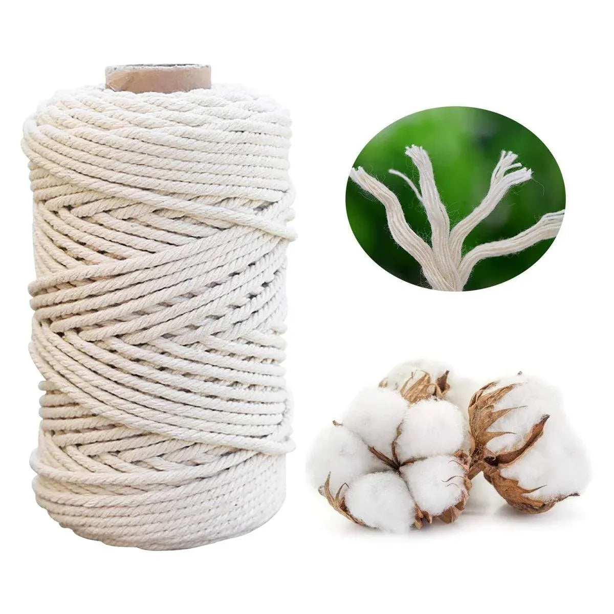 Cotton Rope Macrame Cord 1-12mm DIY Craft Tapestry Binding Decorative String - 6mm x 100m V528-COTTON-ROPE-6-100-661954