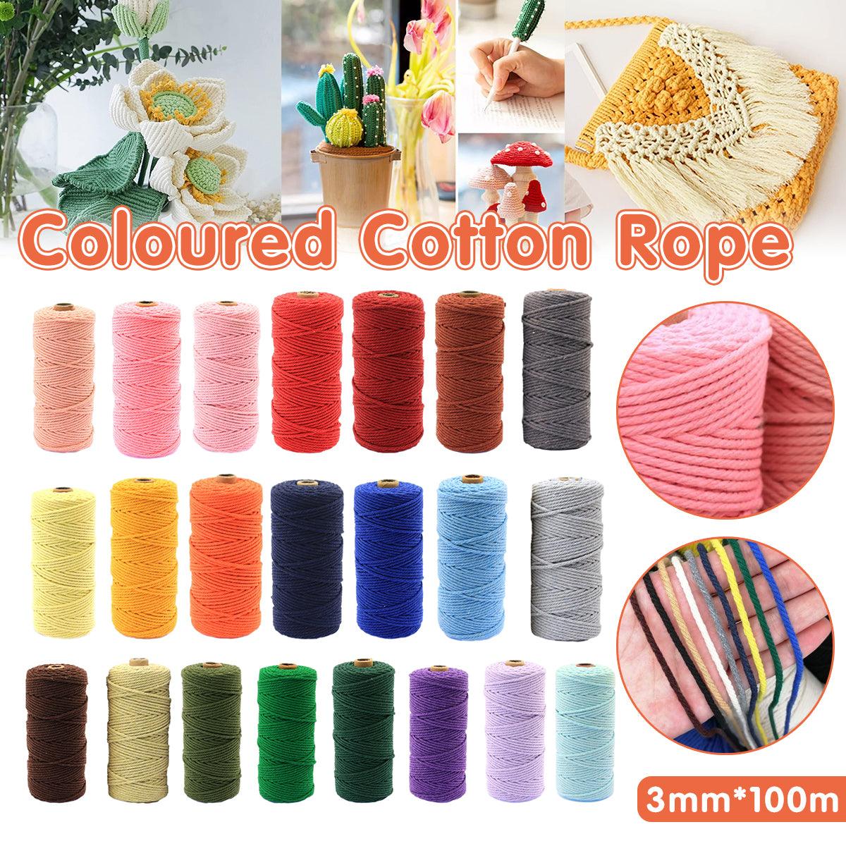 3mm Colored Cotton Rope DIY Hand Woven Macrame Cord Tapestry Binding Craft Rope - Dark Pink V528-COTTON-ROPE-SF-345208