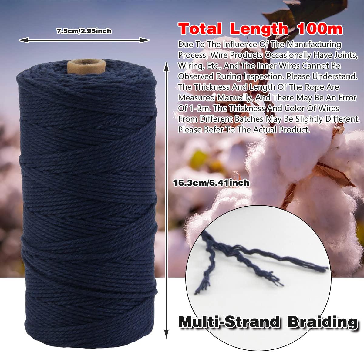 3mm Colored Cotton Rope DIY Hand Woven Macrame Cord Tapestry Binding Craft Rope - Dark Pink V528-COTTON-ROPE-SF-345208