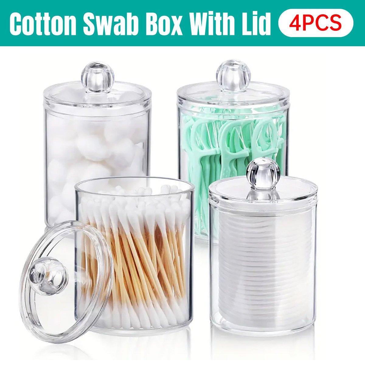 4PCS Transparent Cotton Swabs Makeup Remover Pad Storage Box Household Organizer V528-COTTON-SWAB-BOX-4PCS-769414