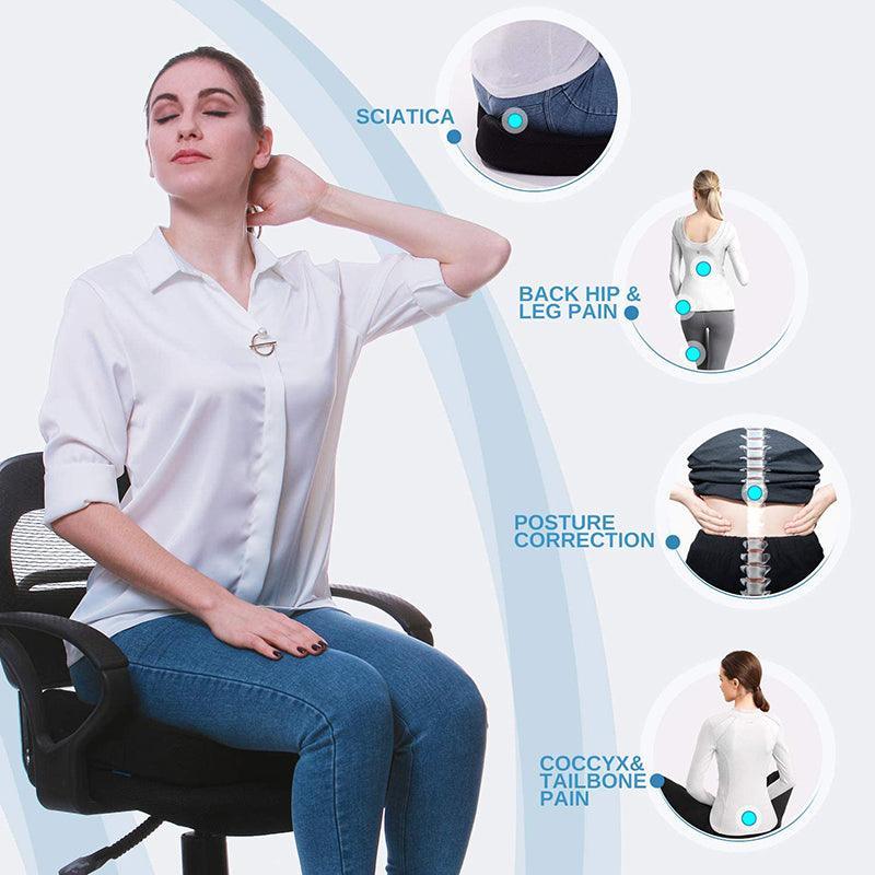 Orthopaedic Memory Foam Seat Cushion Support Back Pain Chair Pillow Car - Grey V528-COTTONCUSHION-GREY-5545332