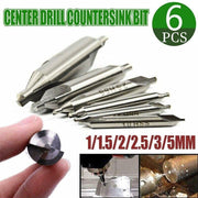 6Pcs Combined Center Drill Countersink Bit Lathe Mill Tackle Kit High Speed V528-COUNTERSINKBIT-6PCS-297953