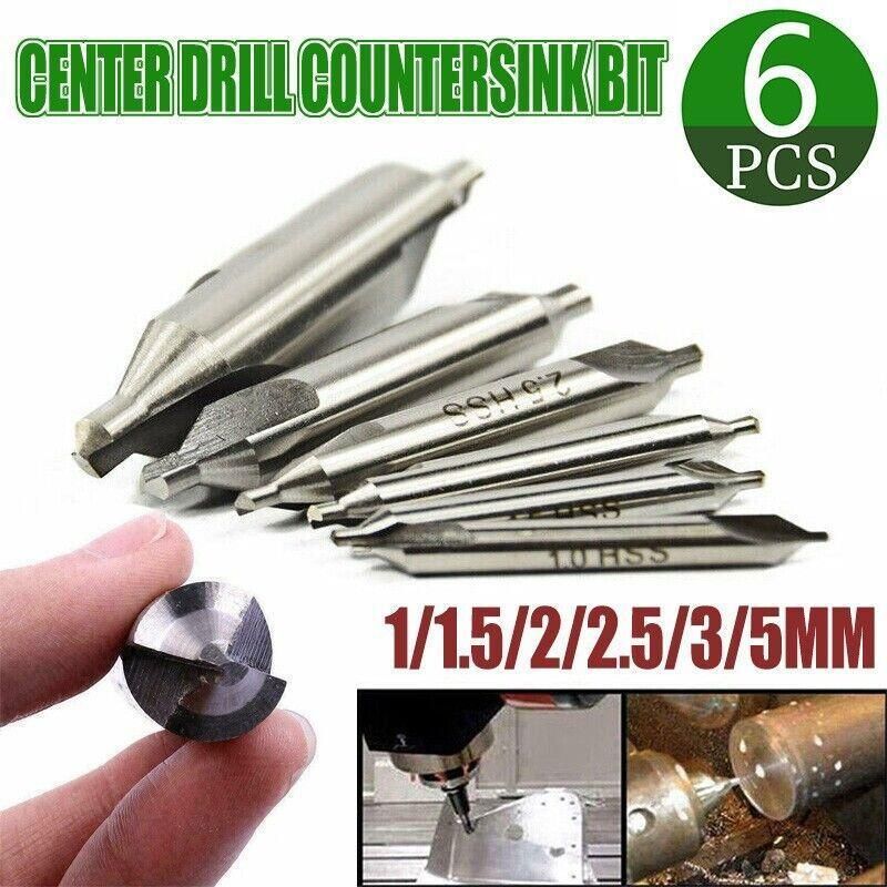 6Pcs Combined Center Drill Countersink Bit Lathe Mill Tackle Kit High Speed V528-COUNTERSINKBIT-6PCS-297953