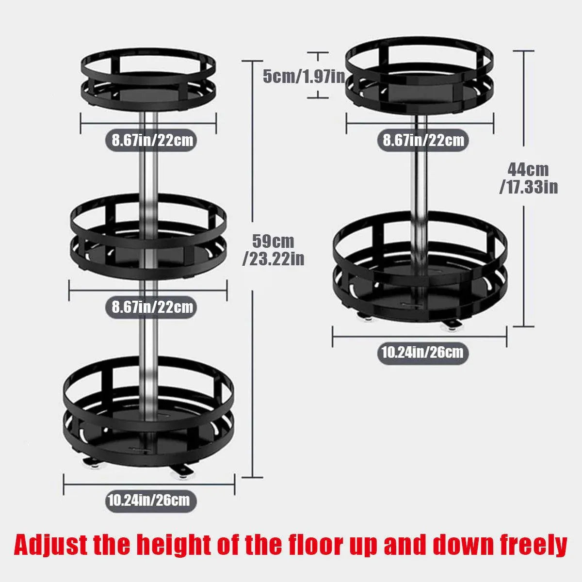 Kitchen Rotating Spice Rack Triple Layer Countertop Organizer Storage Shelf - Double Layer V528-COUNTERTOP-STORAGE-RACK-2-986978