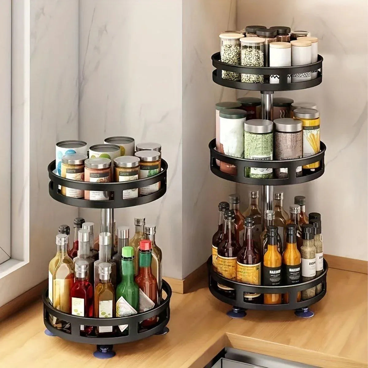 Kitchen Rotating Spice Rack Triple Layer Countertop Organizer Storage Shelf - Double Layer V528-COUNTERTOP-STORAGE-RACK-2-986978