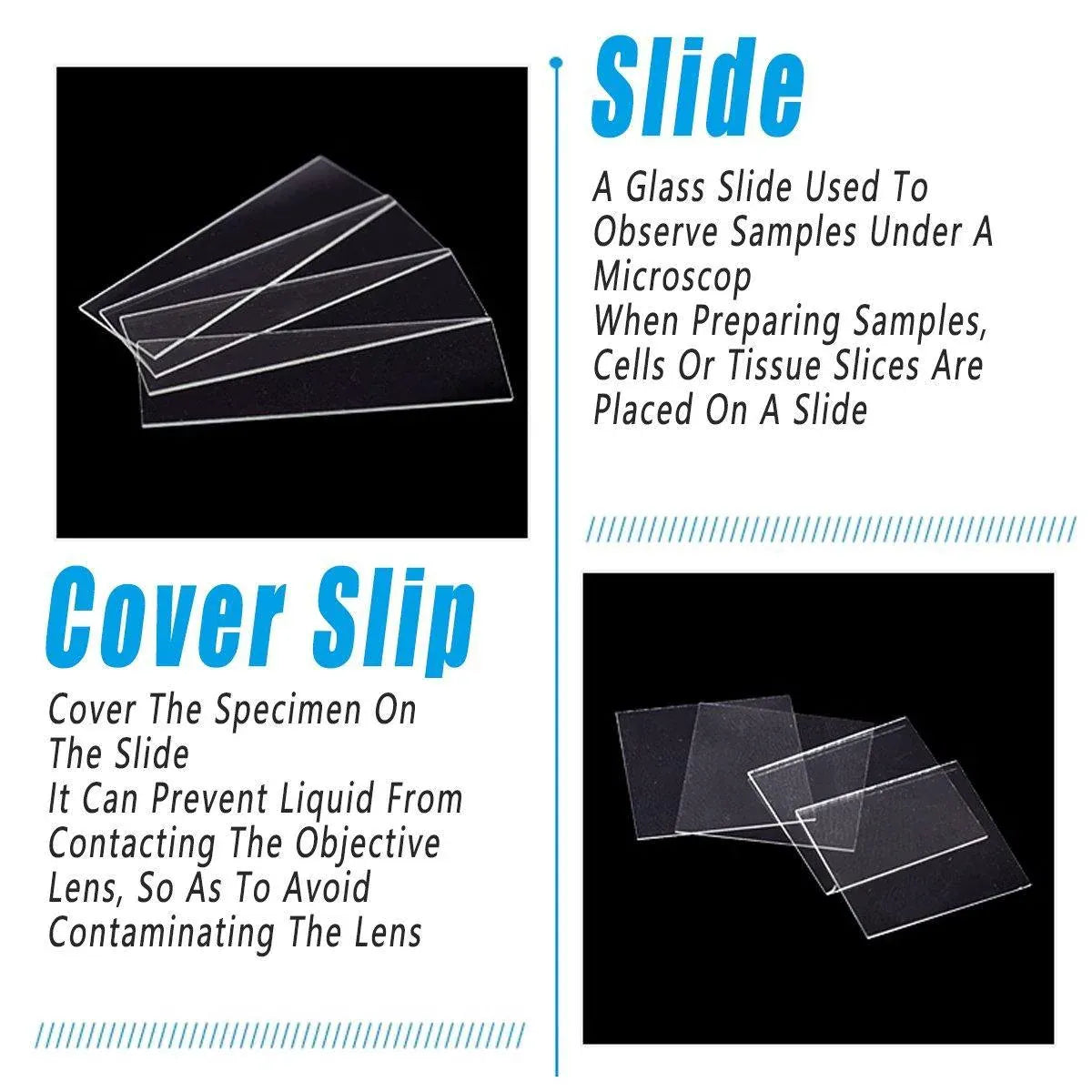 100set Microscope Slide Coverslips for Laboratory Use Glass Slides Research Tool V528-COVER-GLASS-200PCS-680773