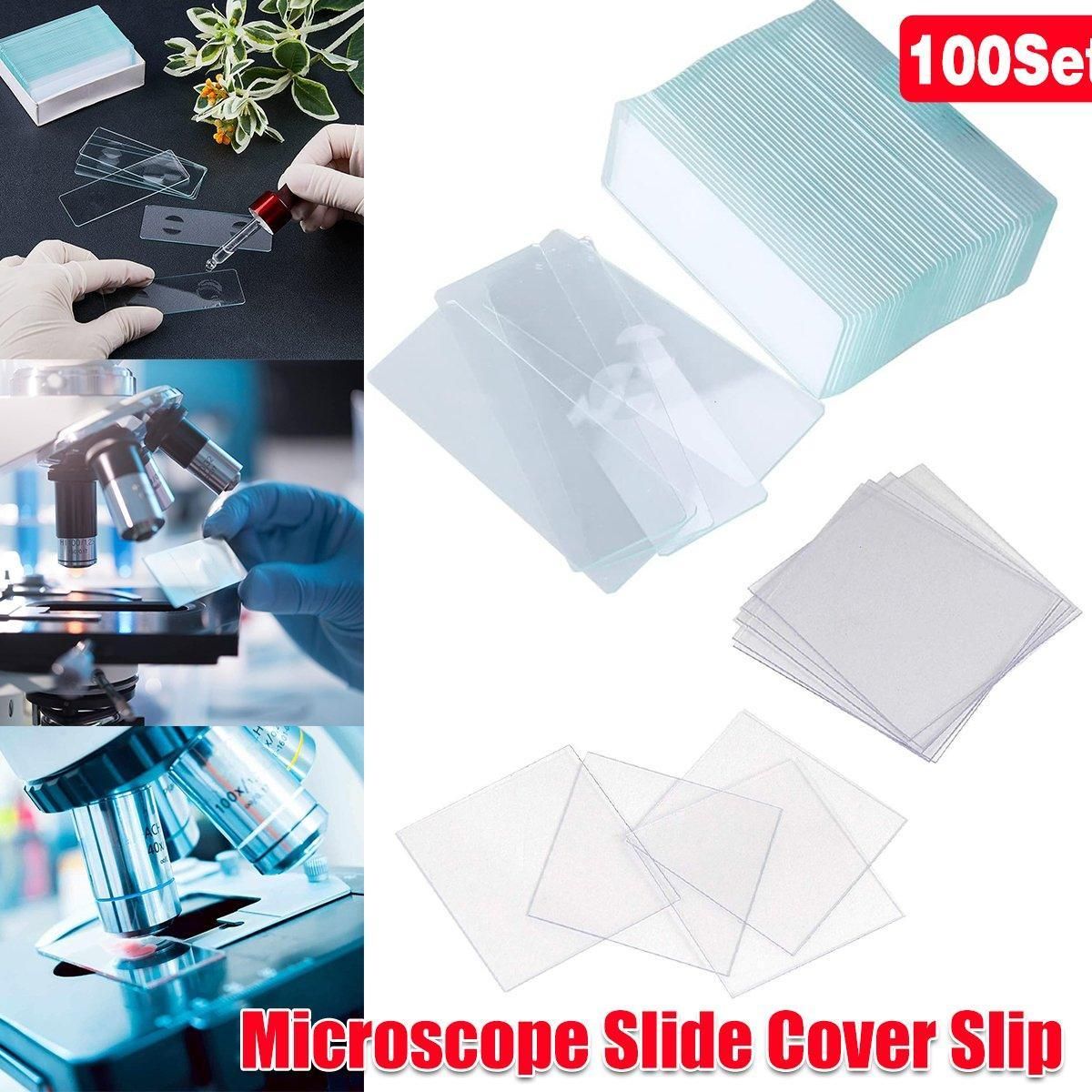 100set Microscope Slide Coverslips for Laboratory Use Glass Slides Research Tool V528-COVER-GLASS-200PCS-680773