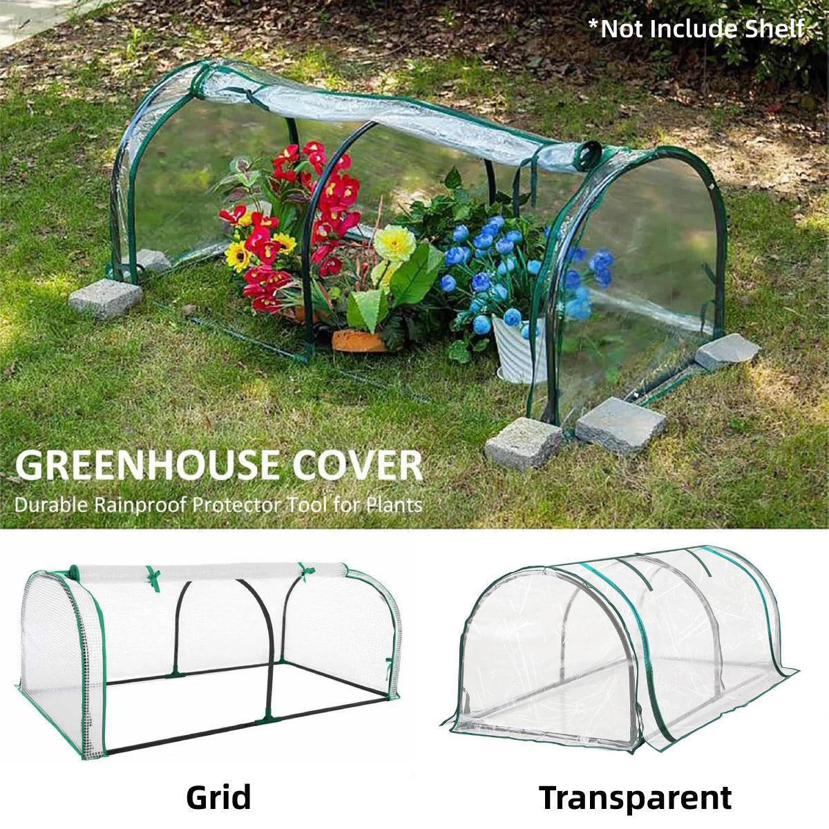 PVC Greenhouse Cover Replacement Plant Tent Garden Shelter No Frame - Transparent V528-COVER-TM-426357