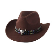 STweed Hat Ethnic Style Jazz Cap Bowler Hat Sun Hat for Men Women Summer Fashion - Brown V528-COWBOY-HAT-BROWN-556521