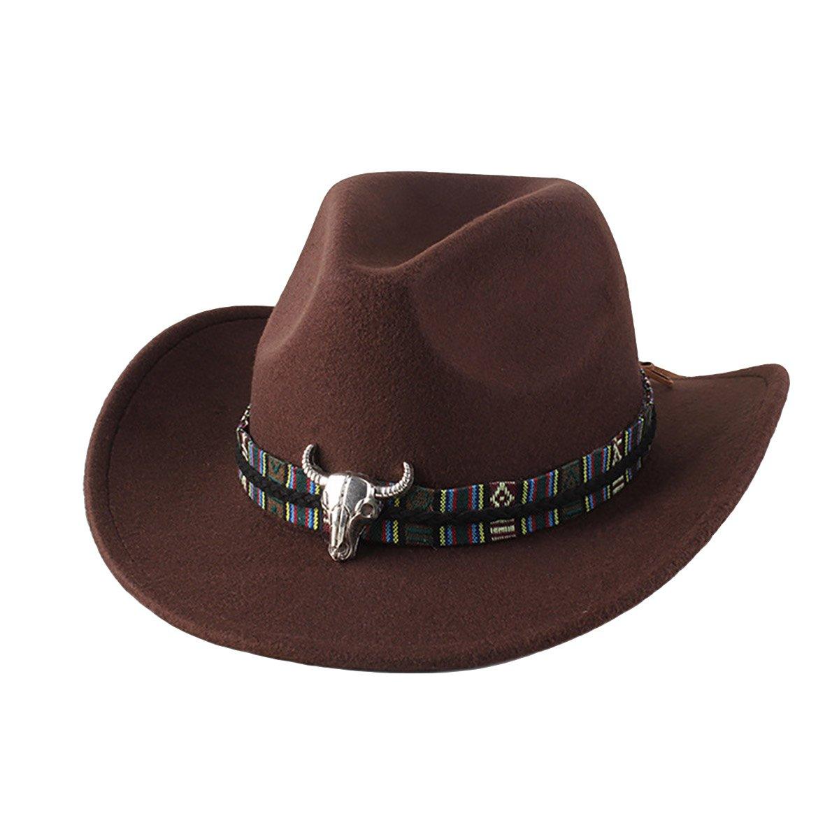 STweed Hat Ethnic Style Jazz Cap Bowler Hat Sun Hat for Men Women Summer Fashion - Brown V528-COWBOY-HAT-BROWN-556521