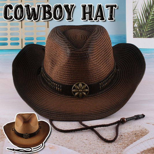 Outdoor Western Cowboy Hat Unisex Straw Hat Visor Hats Big Wide Brim Hat Summer - Khaki V528-COWBOY-HAT-KHAKI-551026